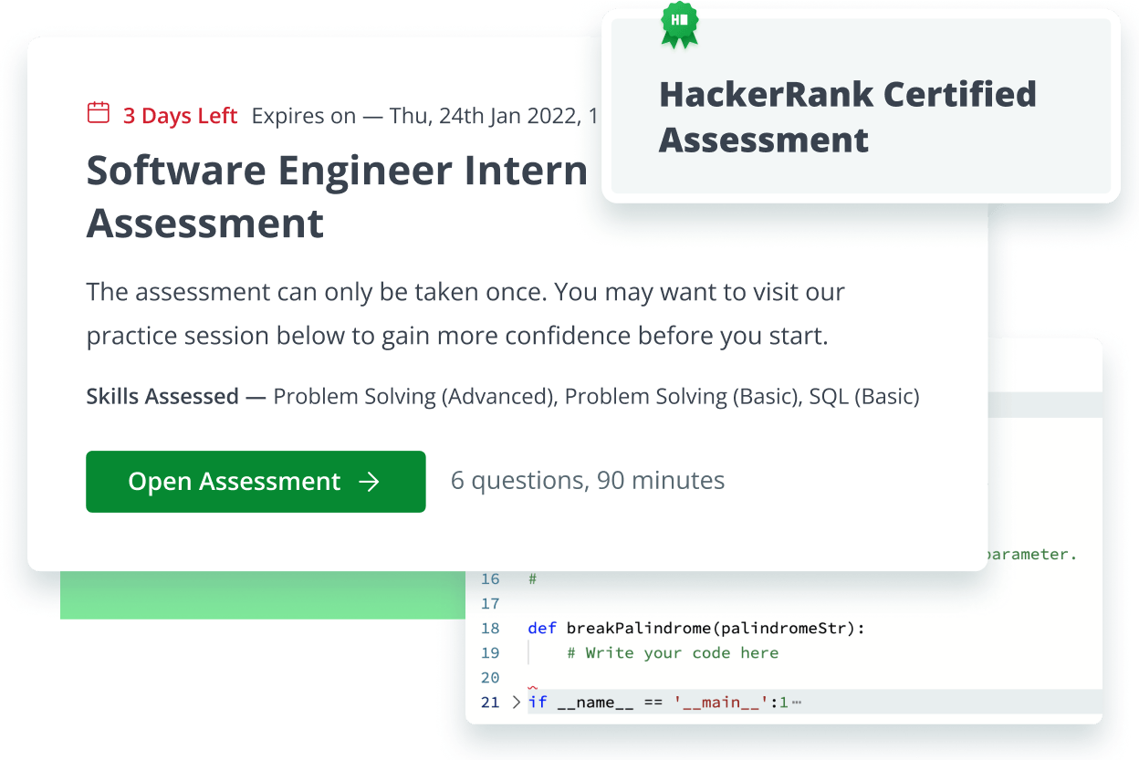 Screenshot of a HackerRank Certified Assessment